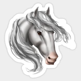 Horse Head - White Pink Nose Sticker